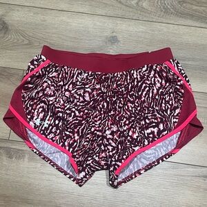 Under Armour Women's Red and Pink Athletic Running Shorts Small